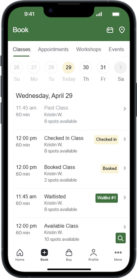 Strength Society app class booking screen on a phone